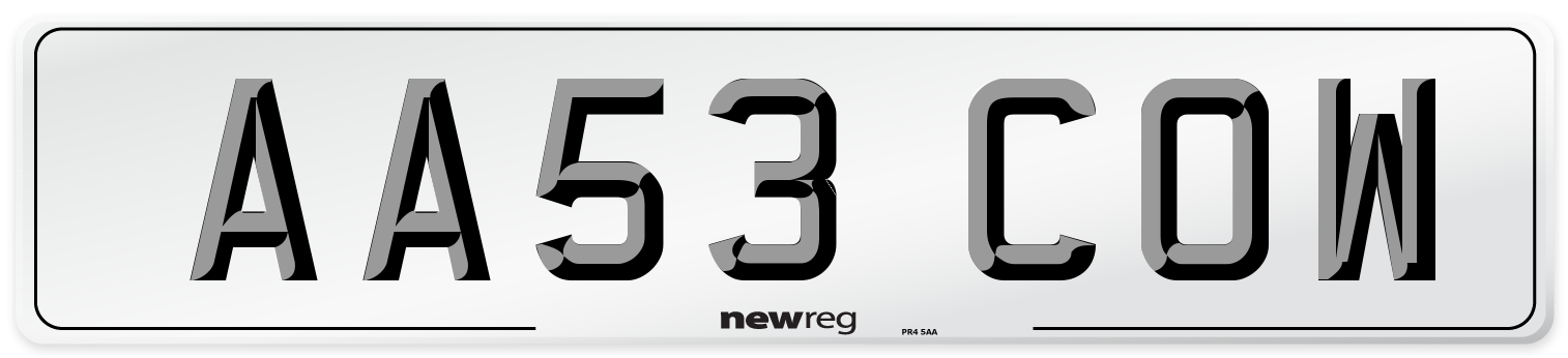 AA53 COW Number Plate from New Reg